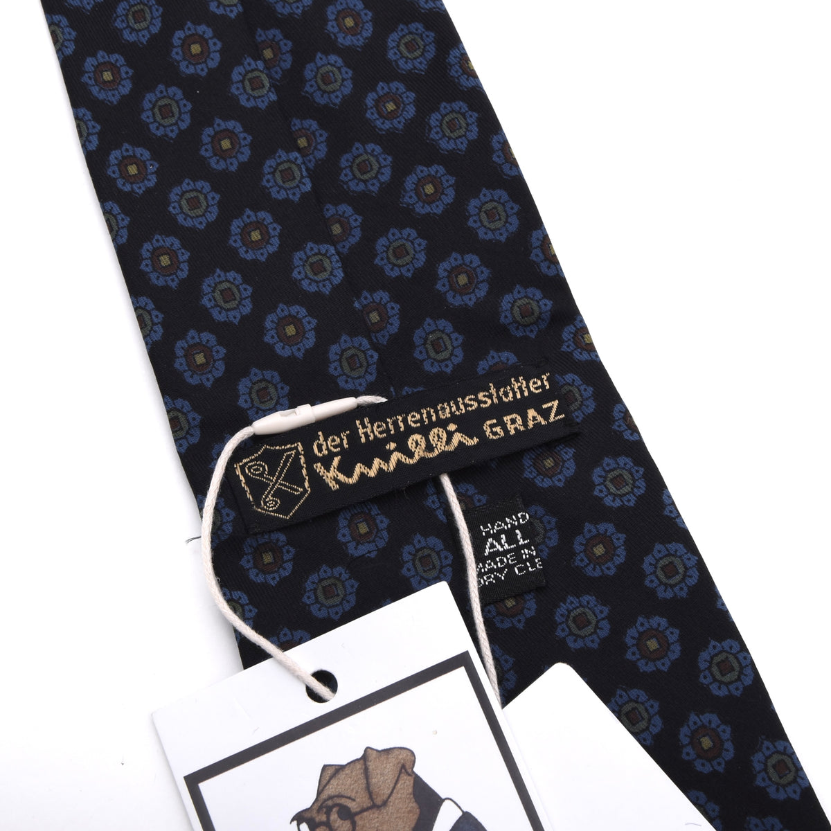 Knilli Ancient Madder Seide Krawatte Made in England – Schwarz Blumen