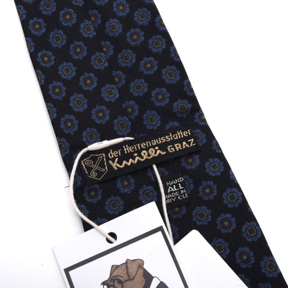Knilli Ancient Madder Seide Krawatte Made in England – Schwarz Blumen