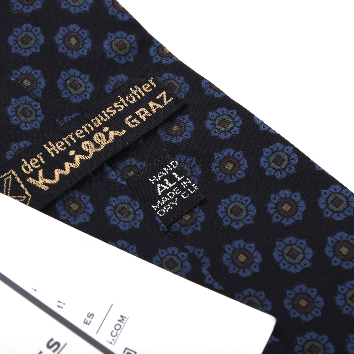 Knilli Ancient Madder Seide Krawatte Made in England – Schwarz Blumen