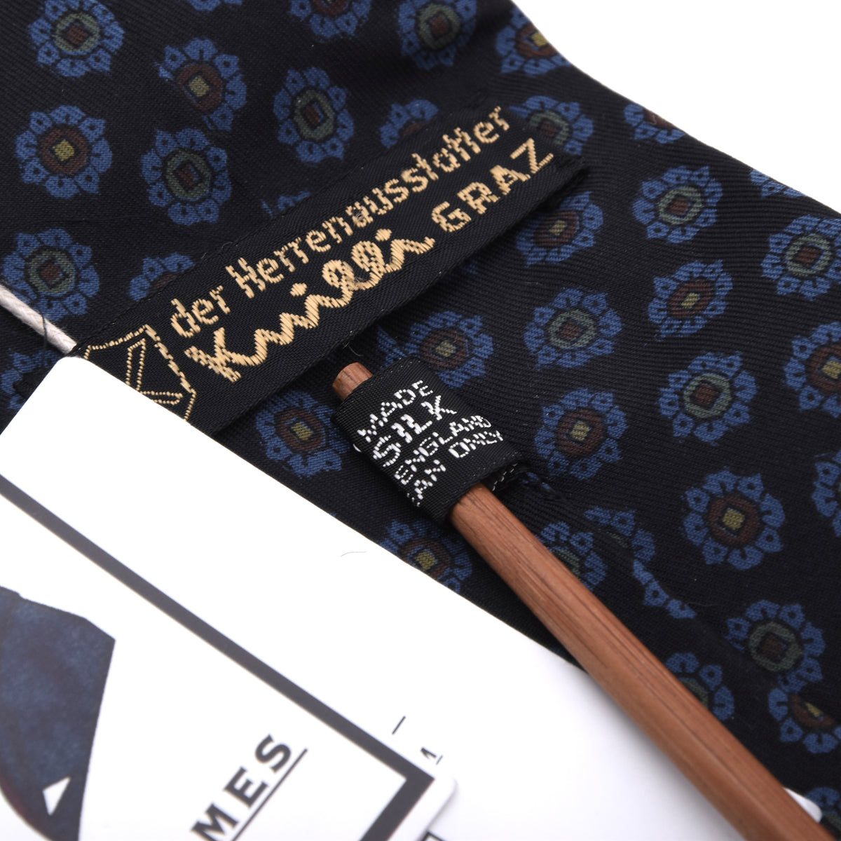 Knilli Ancient Madder Seide Krawatte Made in England – Schwarz Blumen