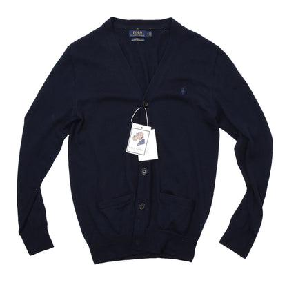 Polo Ralph Lauren Waschbarer Cardigan aus Merinowolle, Größe M, Slim Fit, ca. 47,5 cm, Marineblau