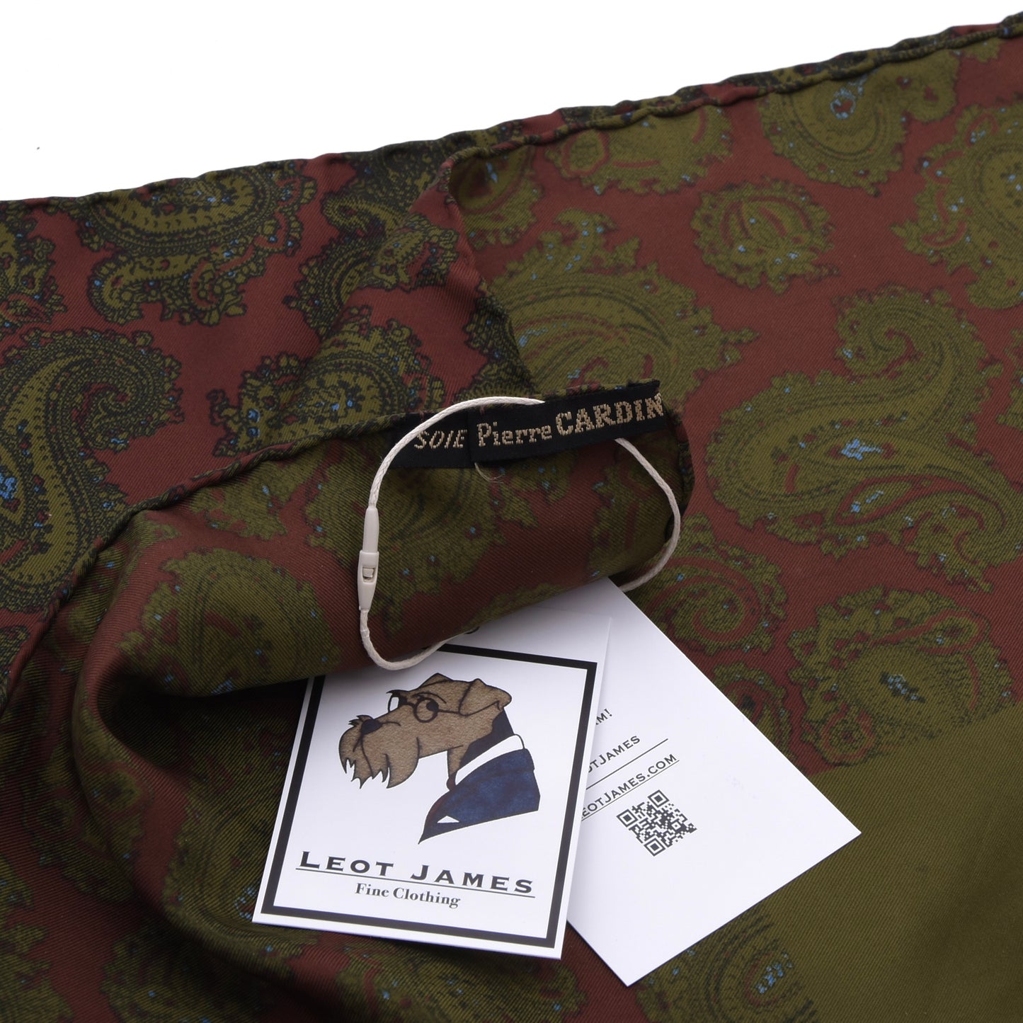 Vintage Pierre Cardin Handrolliertes Seiden-Einstecktuch ca. 46.5cm - Paisley