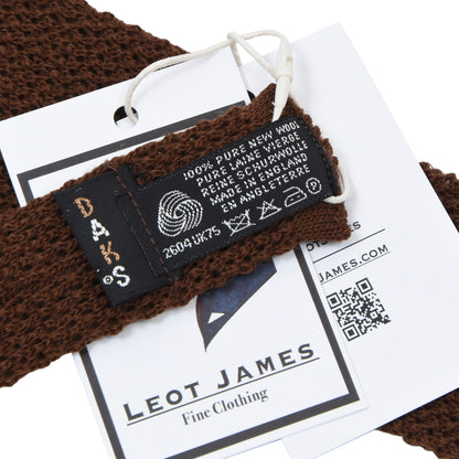 DAKS London Knit Wool Tie ca. 140.5cm/5.8cm - Classic Brown