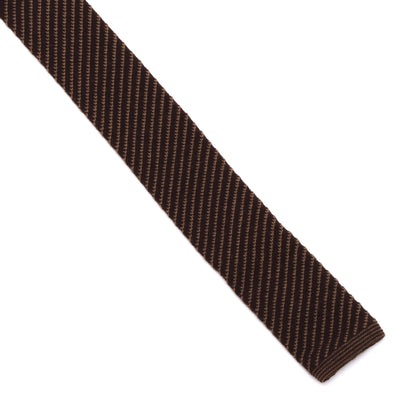 Paolo da Ponte Vintage Wolle Strickkrawatte Made in Italy - Braun Streifen