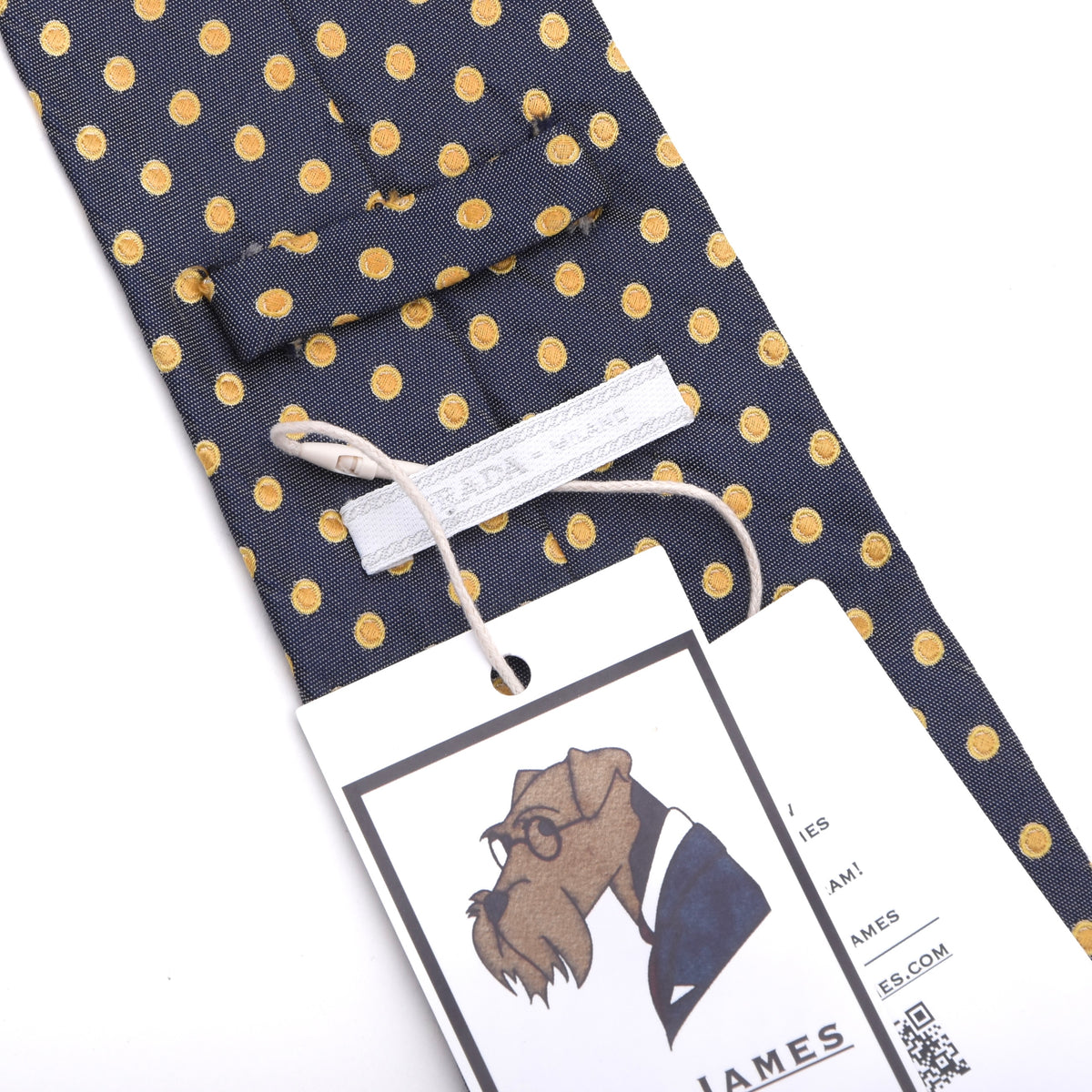 Prada Milano 100% Seide Krawatte Made in Italy – Gelb Punktmuster