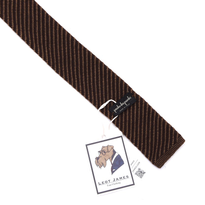 Paolo da Ponte Vintage Wolle Strickkrawatte Made in Italy - Braun Streifen