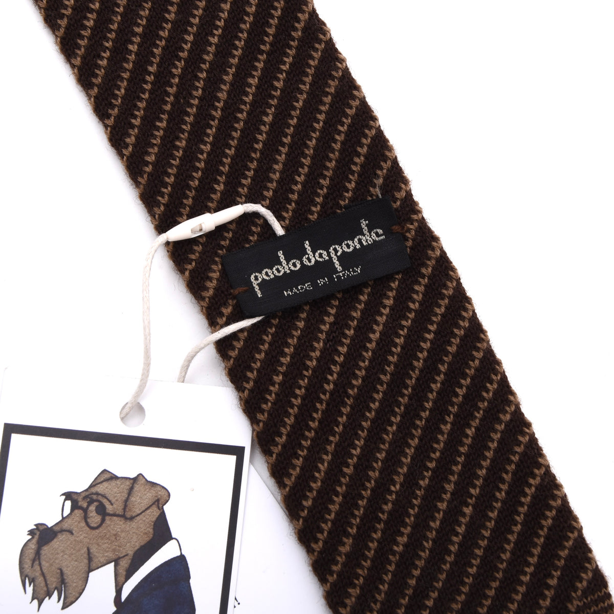 Paolo da Ponte Vintage Wolle Strickkrawatte Made in Italy - Braun Streifen