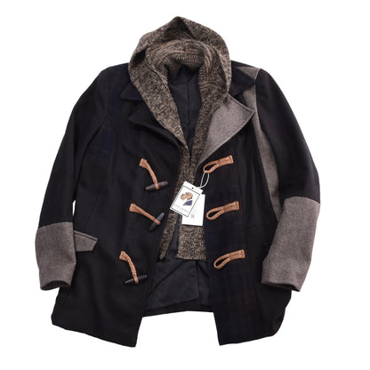 Desigual Wool Duffle Coat/Jacket Size 50 ca. 55.5cm - Patchwork