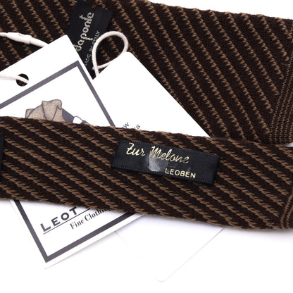 Paolo da Ponte Vintage Wolle Strickkrawatte Made in Italy - Braun Streifen