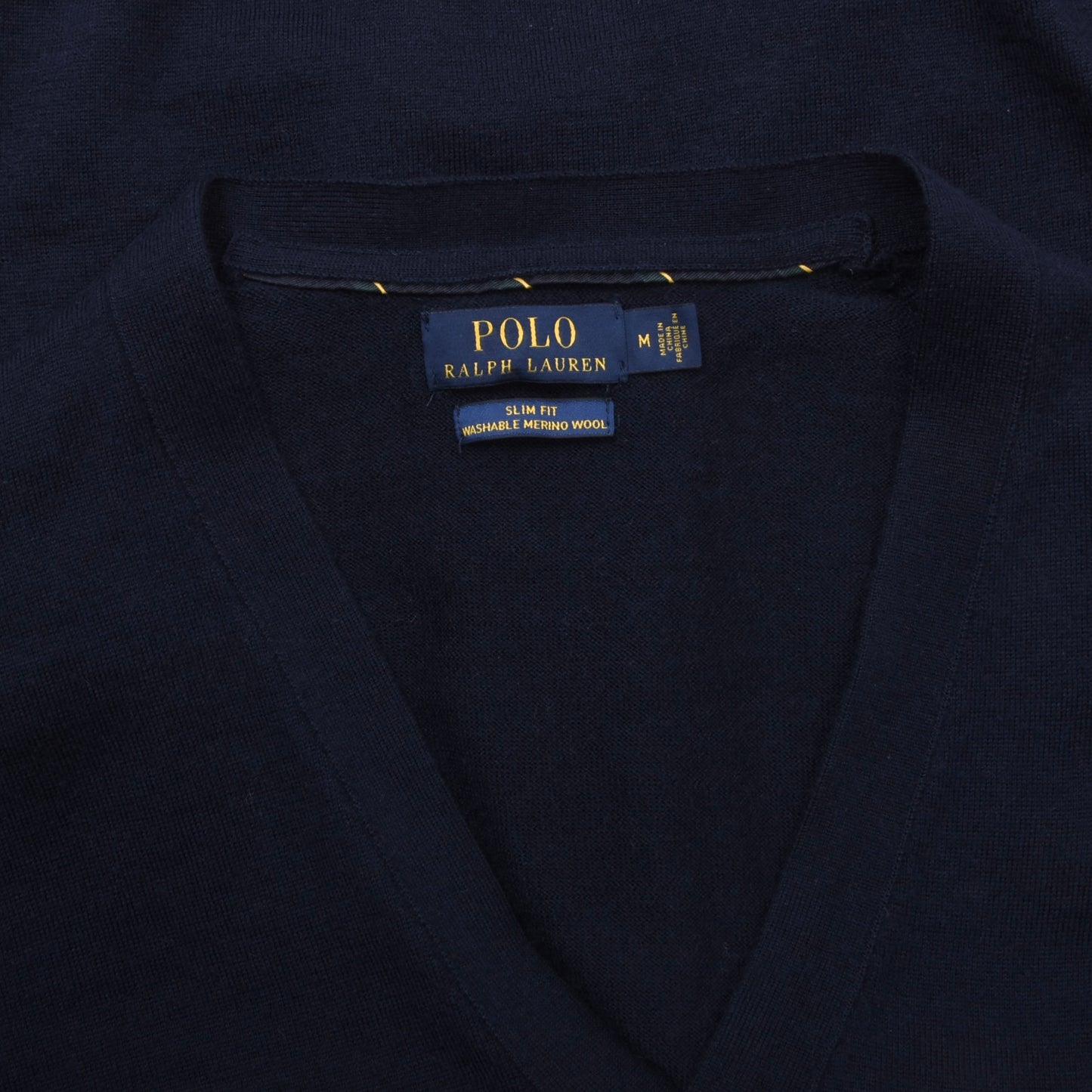 Polo Ralph Lauren Waschbarer Cardigan aus Merinowolle, Größe M, Slim Fit, ca. 47,5 cm, Marineblau