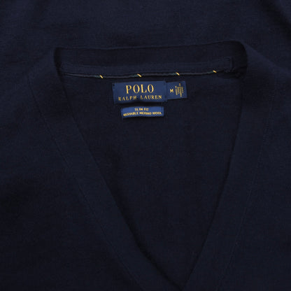 Polo Ralph Lauren Waschbarer Cardigan aus Merinowolle, Größe M, Slim Fit, ca. 47,5 cm, Marineblau