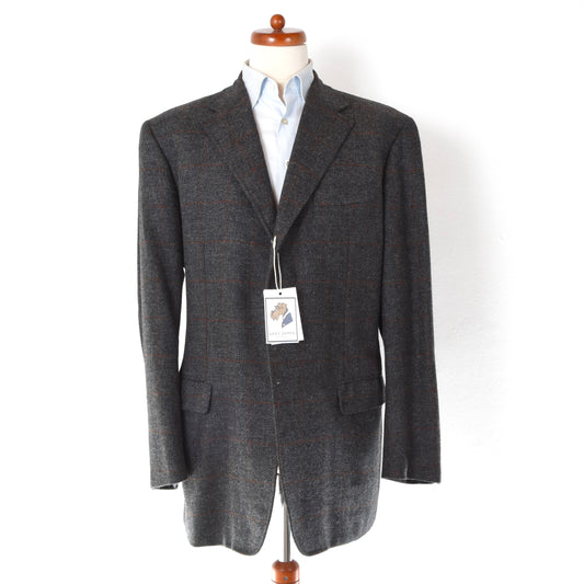 Mabro Uomo Harris Tweed Jacket Size 58 ca. 62cm - Grey