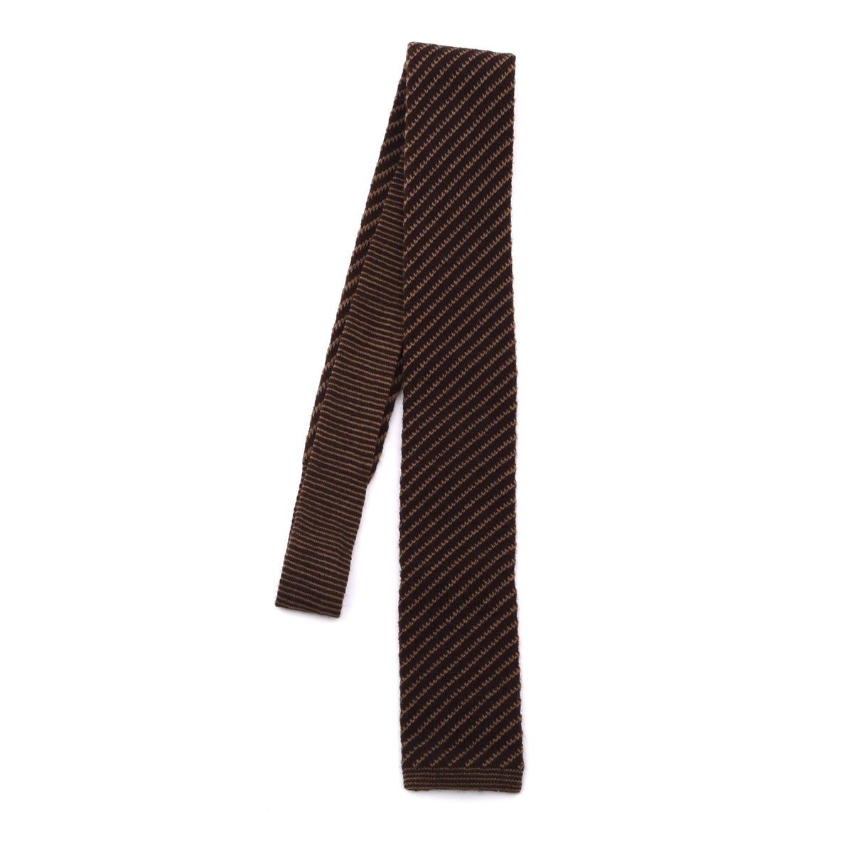 Paolo da Ponte Vintage Wolle Strickkrawatte Made in Italy - Braun Streifen