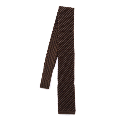 Paolo da Ponte Vintage Wolle Strickkrawatte Made in Italy - Braun Streifen