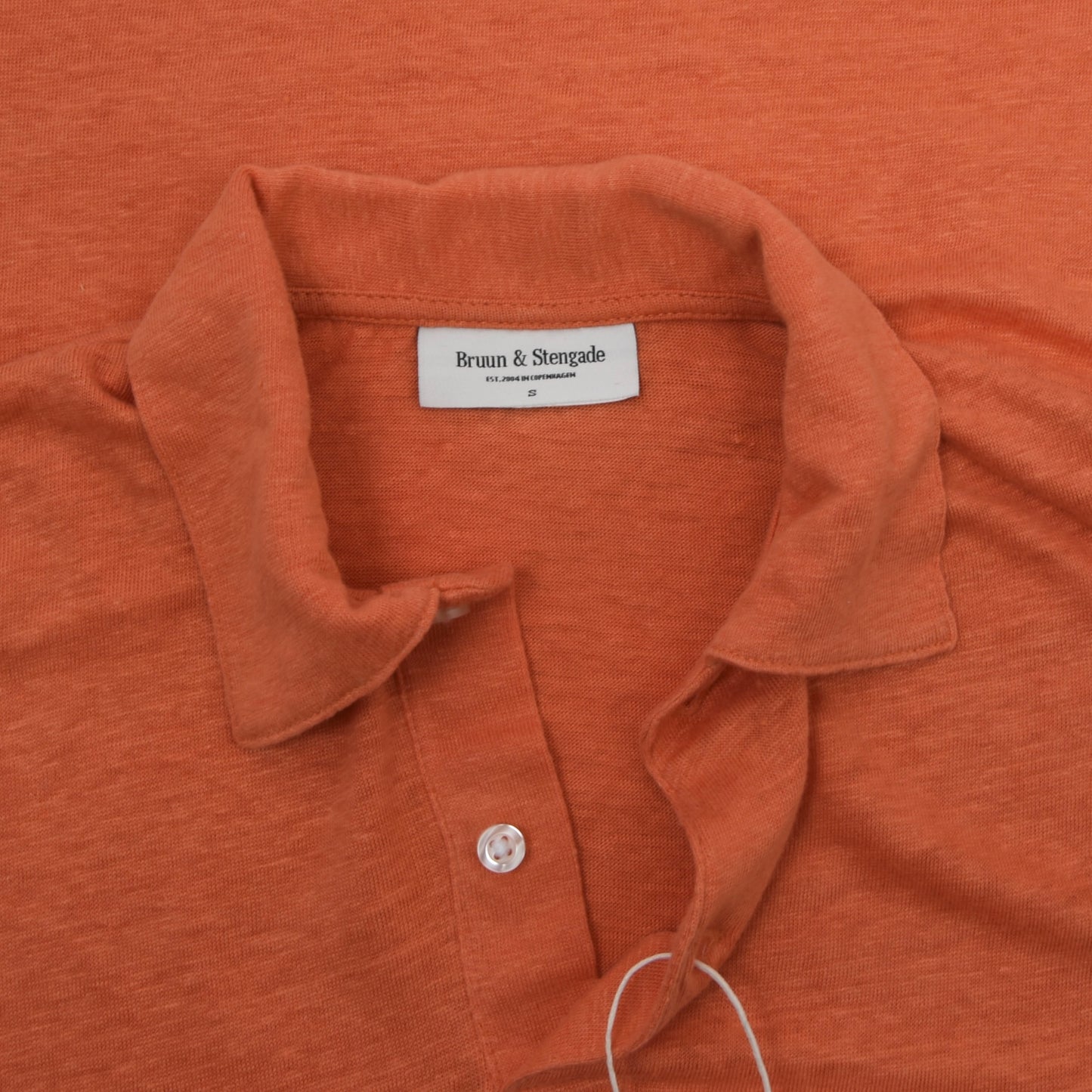 Bruun & Stengade 100% Linen Polo Shirt Size S - Orange