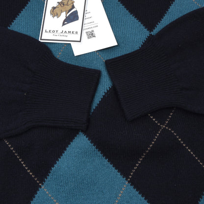 Pringle of Scotland Wool Argyle Sweater Size S Chest 54cm - Navy