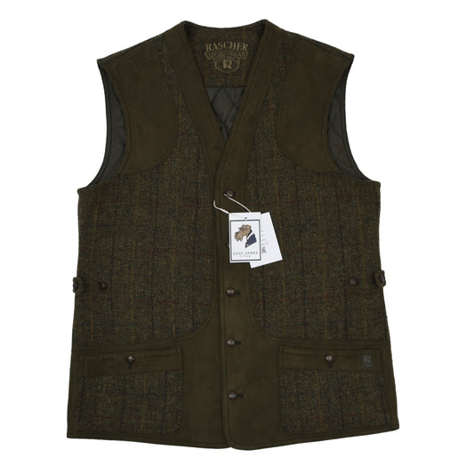 Rascher Sportswear Harris Tweed Shooting Vest Size 48 - Green