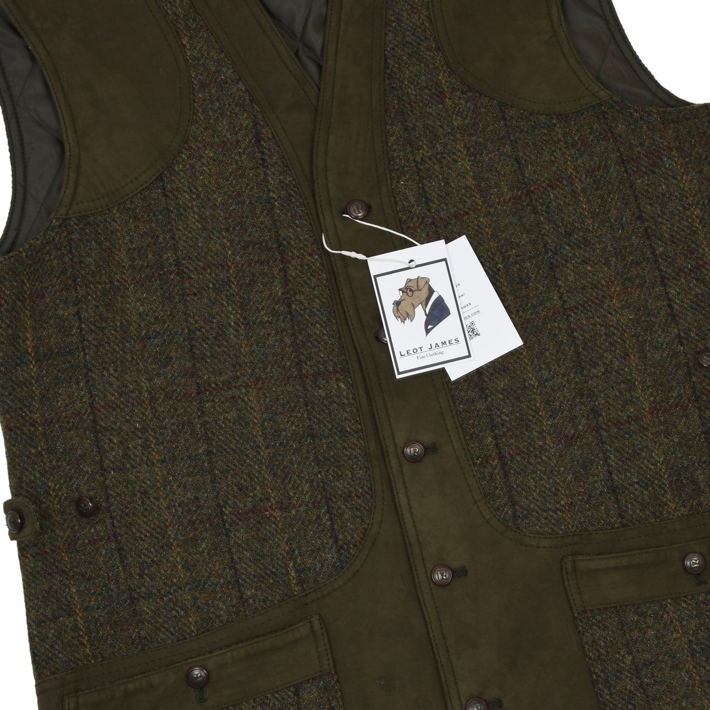 Rascher Sportswear Harris Tweed Shooting Vest Size 48 - Green