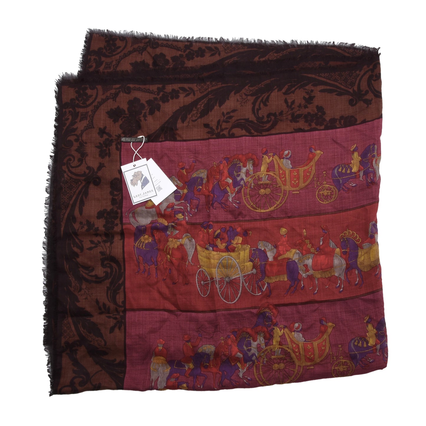 Salvatore Ferragamo Wool-Silk Shawl/Scarf ca. 140cm - Horses