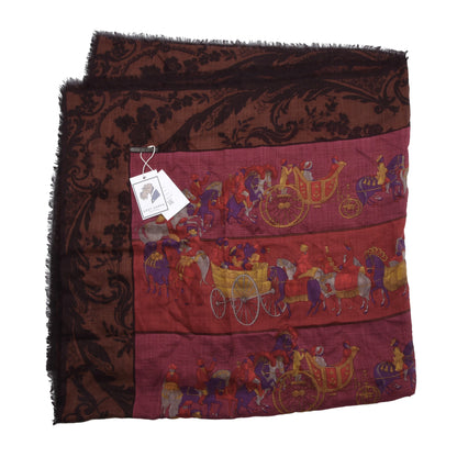 Salvatore Ferragamo Wool-Silk Shawl/Scarf ca. 140cm - Horses