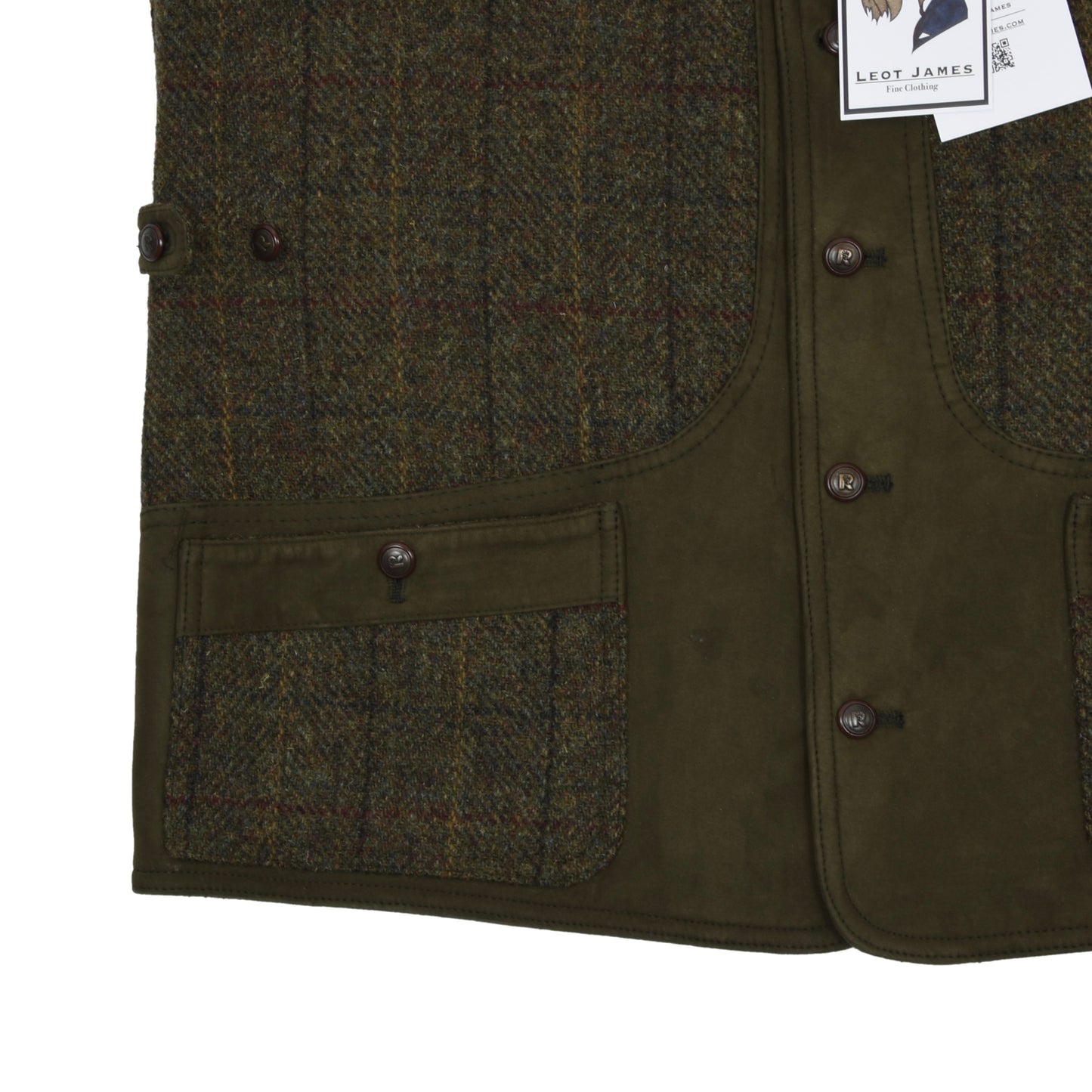 Rascher Sportswear Harris Tweed Shooting Vest Size 48 - Green