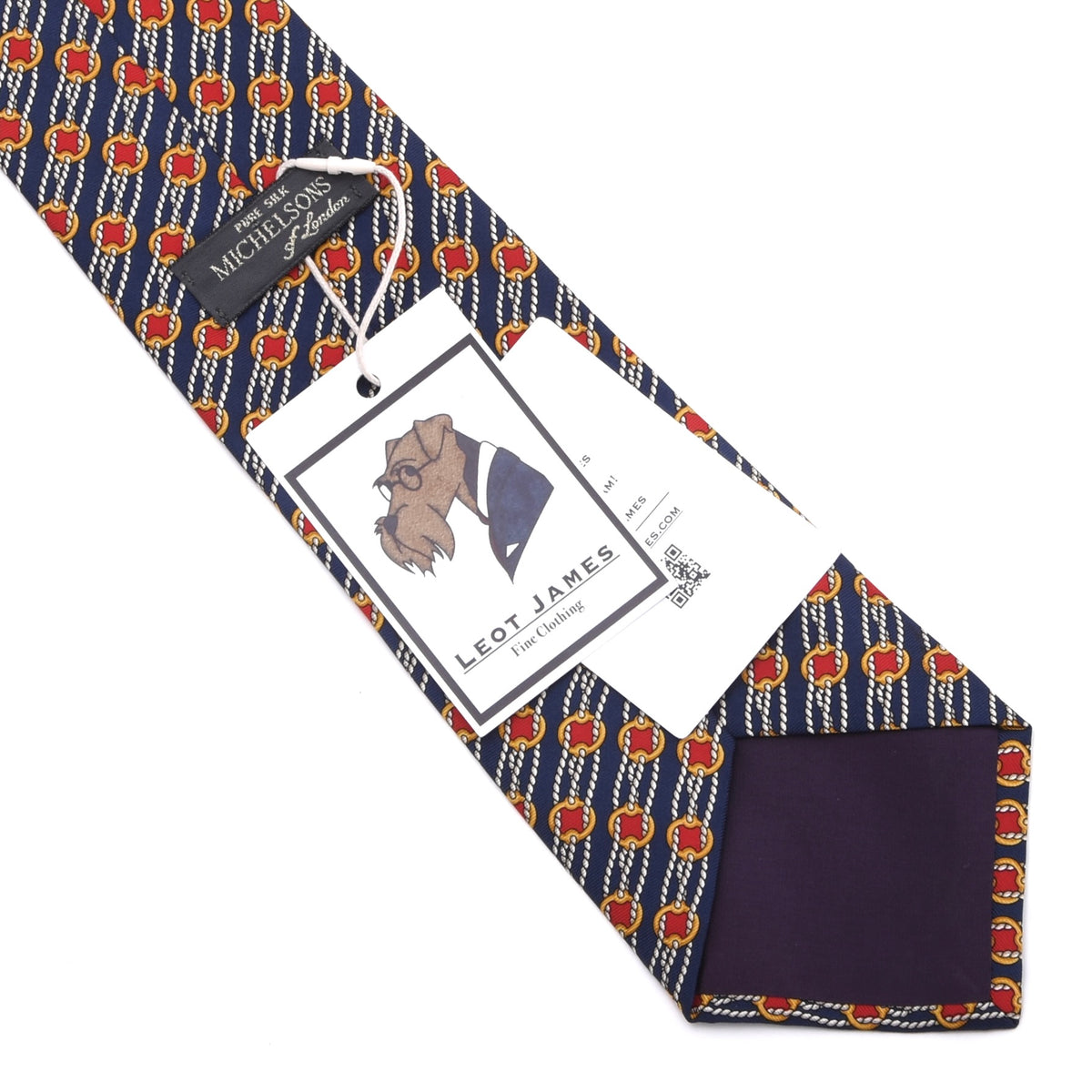 Michelsons of London Silk Tie Made in England - Navy Equestrian