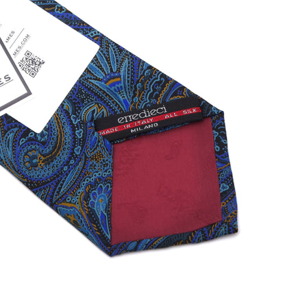 Erredieci Milano Seide Krawatte Made in Italy – Blau Paisley