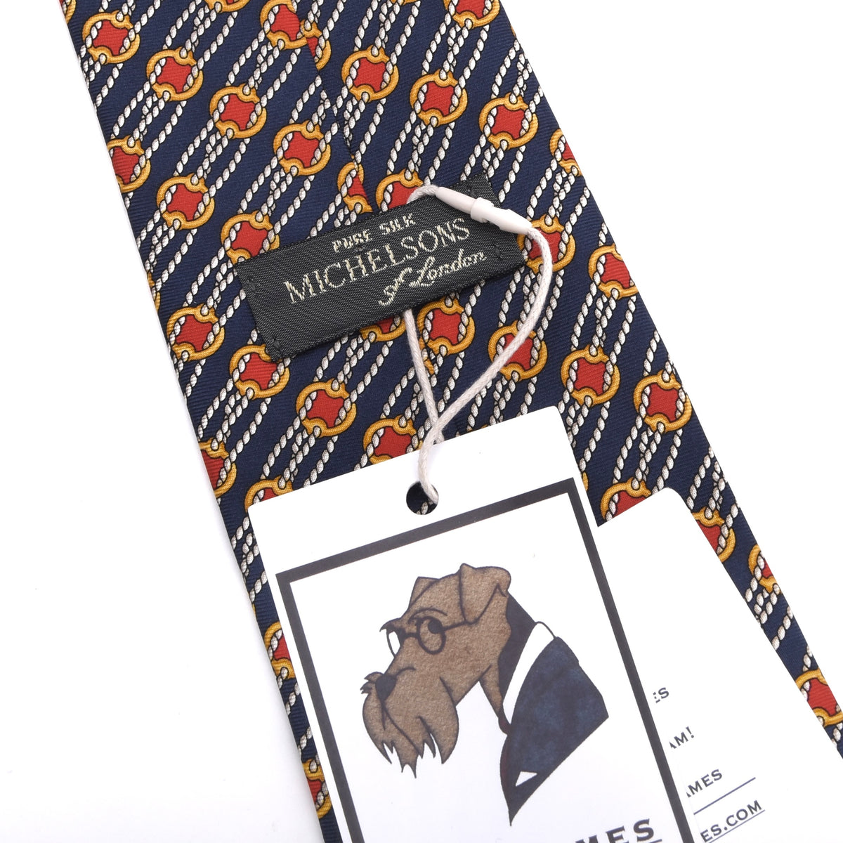 Michelsons of London Silk Tie Made in England - Navy Equestrian