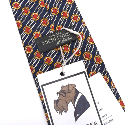 Michelsons of London Silk Tie Made in England - Navy Equestrian