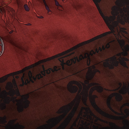 Salvatore Ferragamo Wool-Silk Shawl/Scarf ca. 140cm - Horses