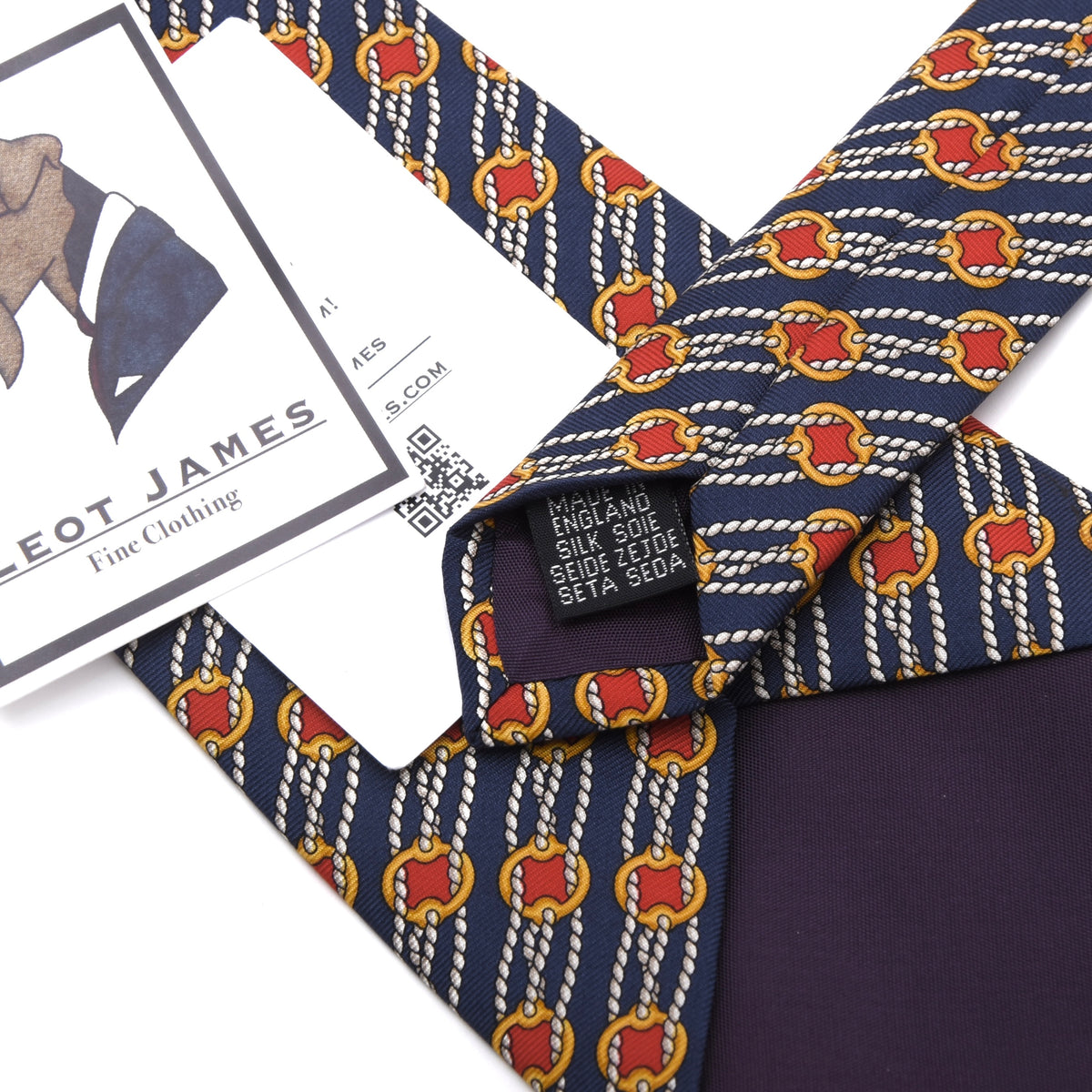 Michelsons of London Silk Tie Made in England - Navy Equestrian