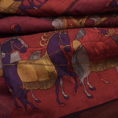 Salvatore Ferragamo Wool-Silk Shawl/Scarf ca. 140cm - Horses