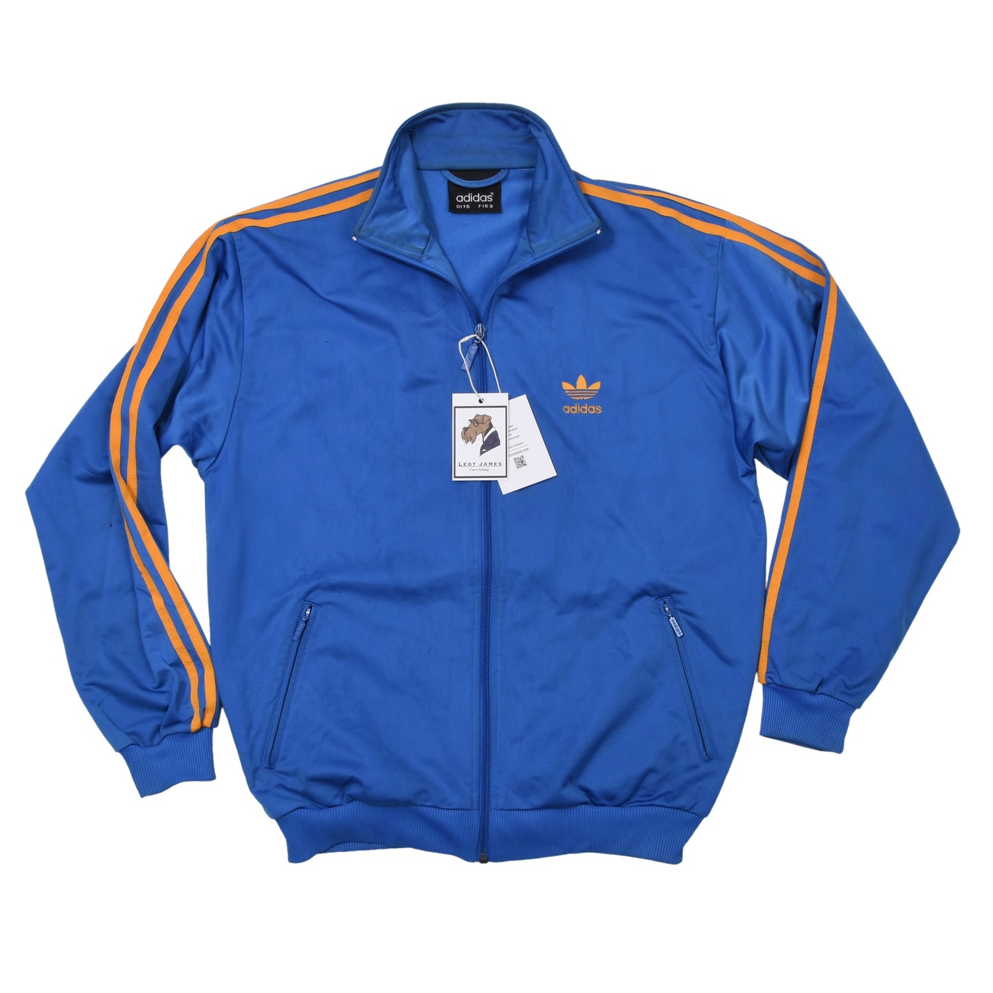 Vintage Adidas Trainingsjacke Größe D174 ca. 55,5cm - Blau/Gelb