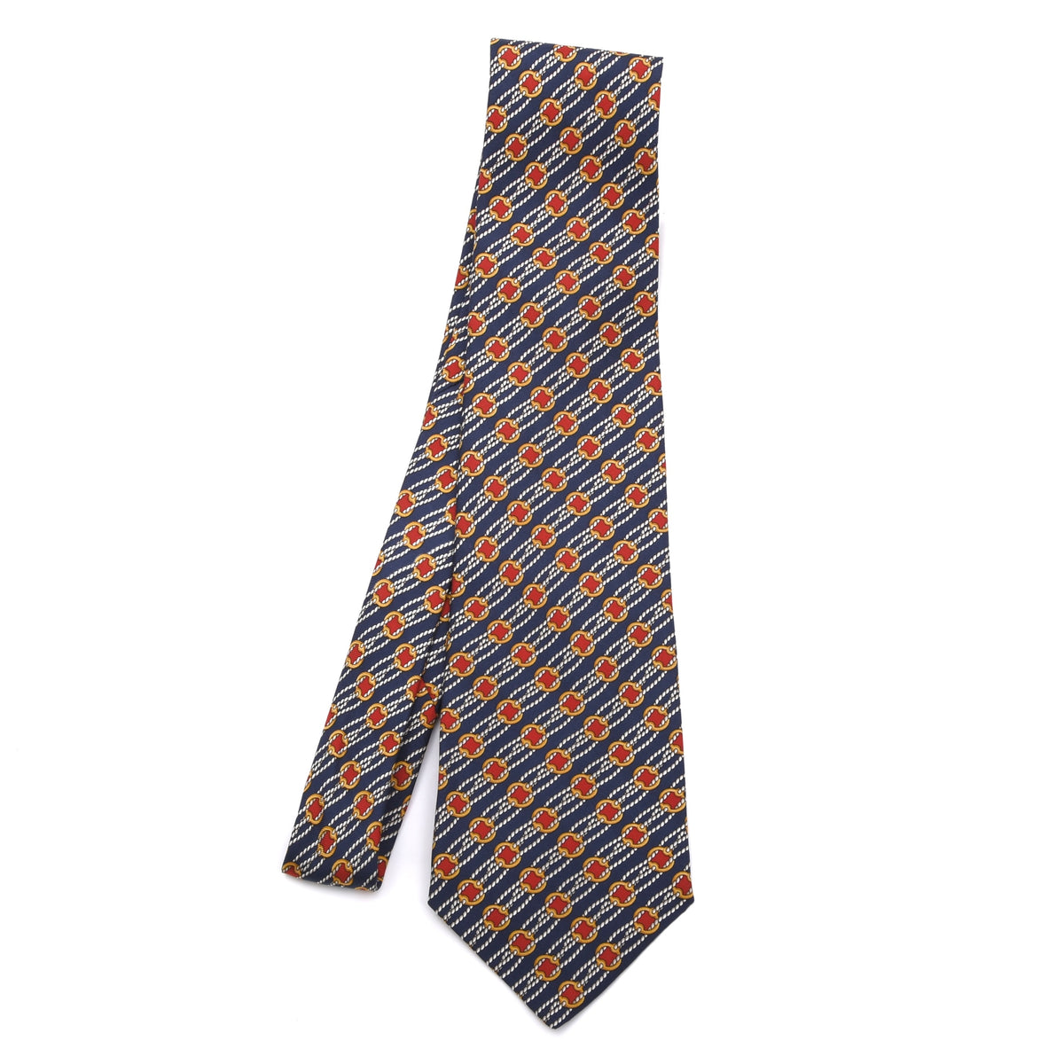 Michelsons of London Silk Tie Made in England - Navy Equestrian