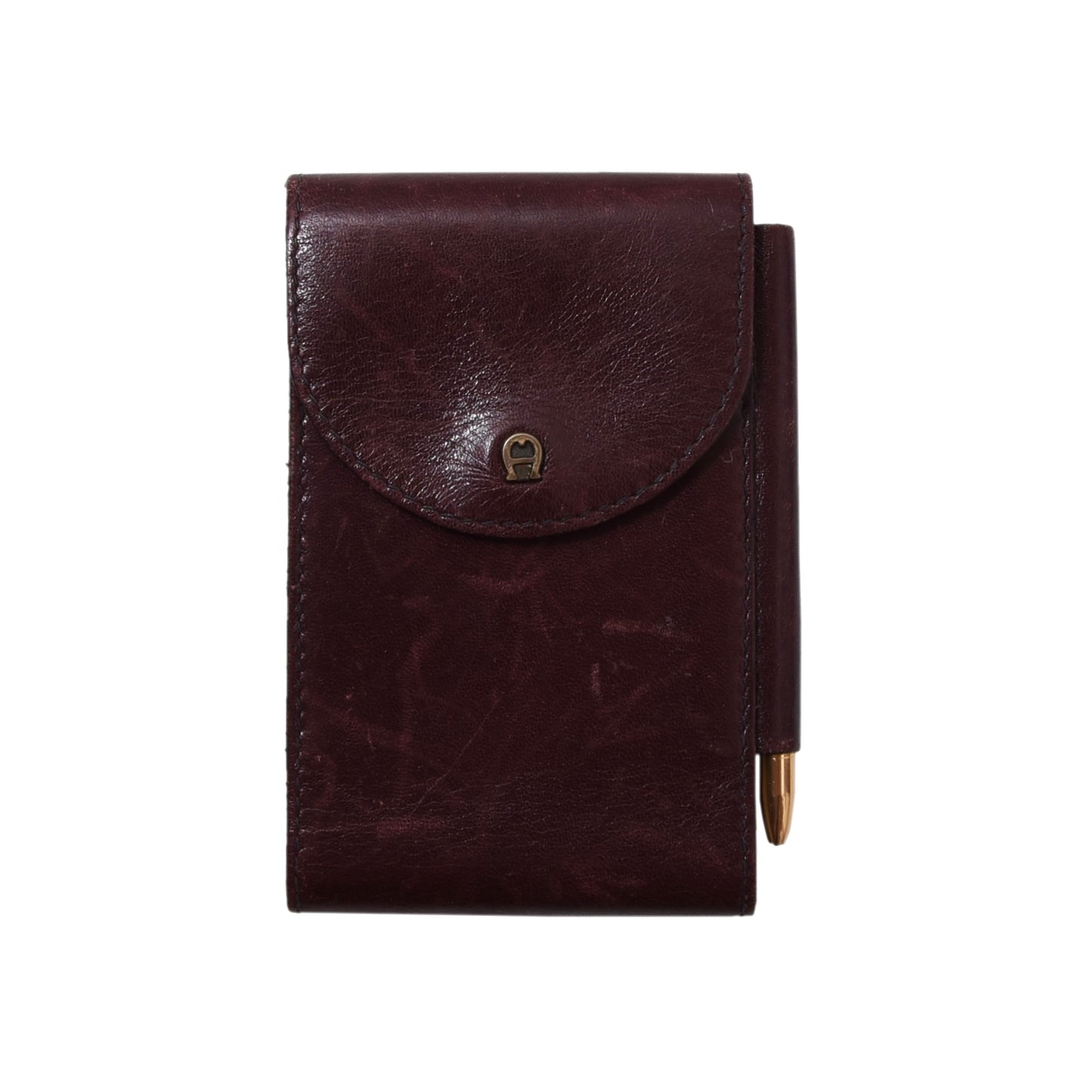 Vintage Leather Etienne Aigner Notepad with Pen Wallet ca. 6.5cm - Burgundy