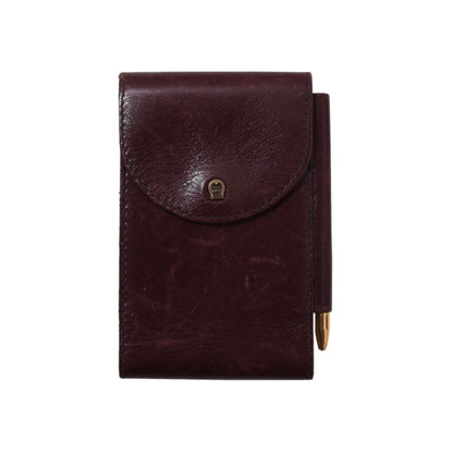 Vintage Leather Etienne Aigner Notepad with Pen Wallet ca. 6.5cm - Burgundy
