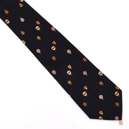 Vintage DAKS London Silk Tie Made in Switzerland - Black Hot Air Balloons