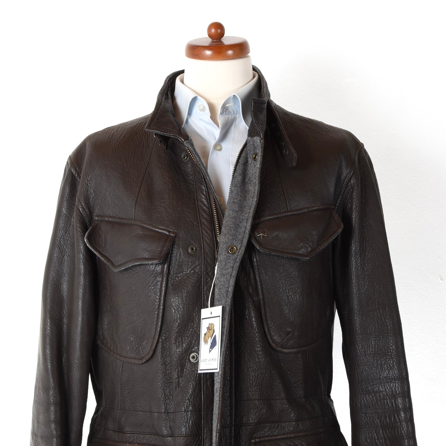 Strellson Leather Jacket Size M/50 Chest ca. 55.5cm - Brown