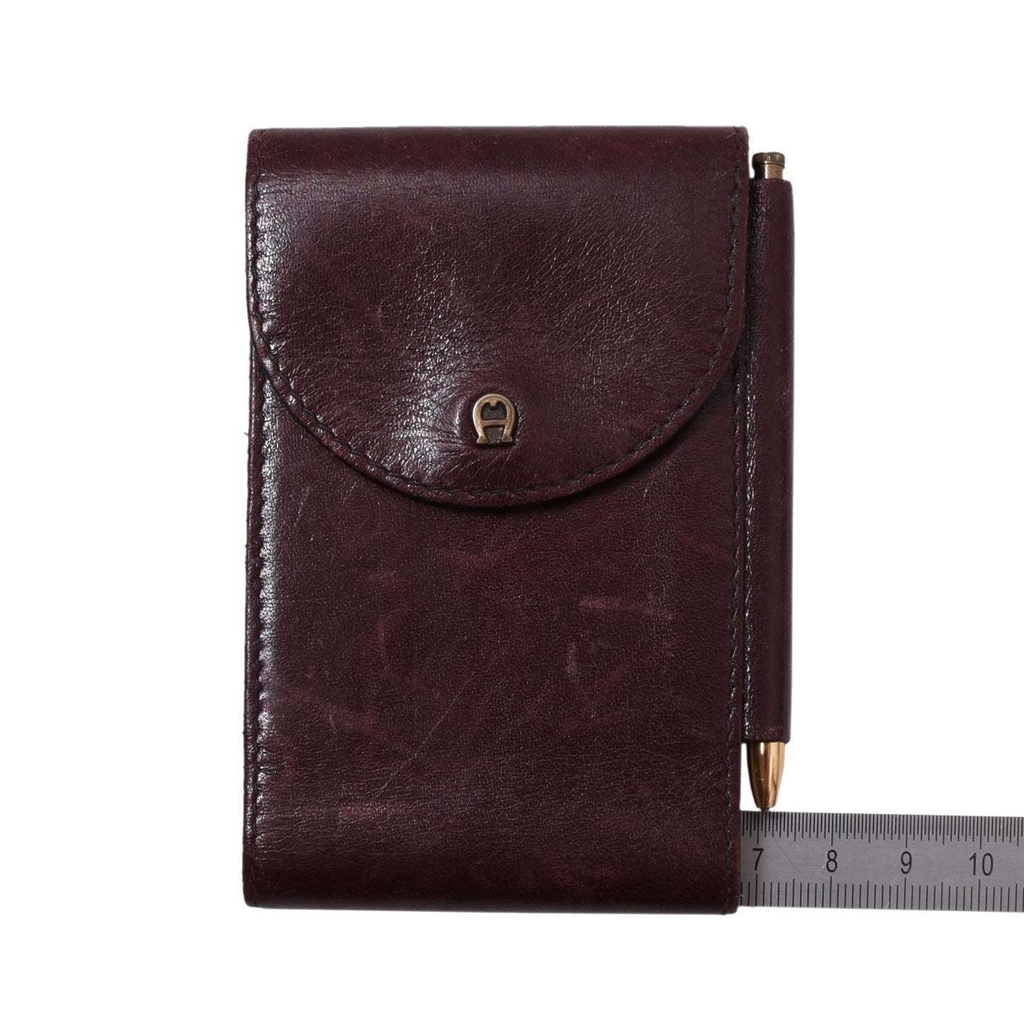 Vintage Leather Etienne Aigner Notepad with Pen Wallet ca. 6.5cm - Burgundy