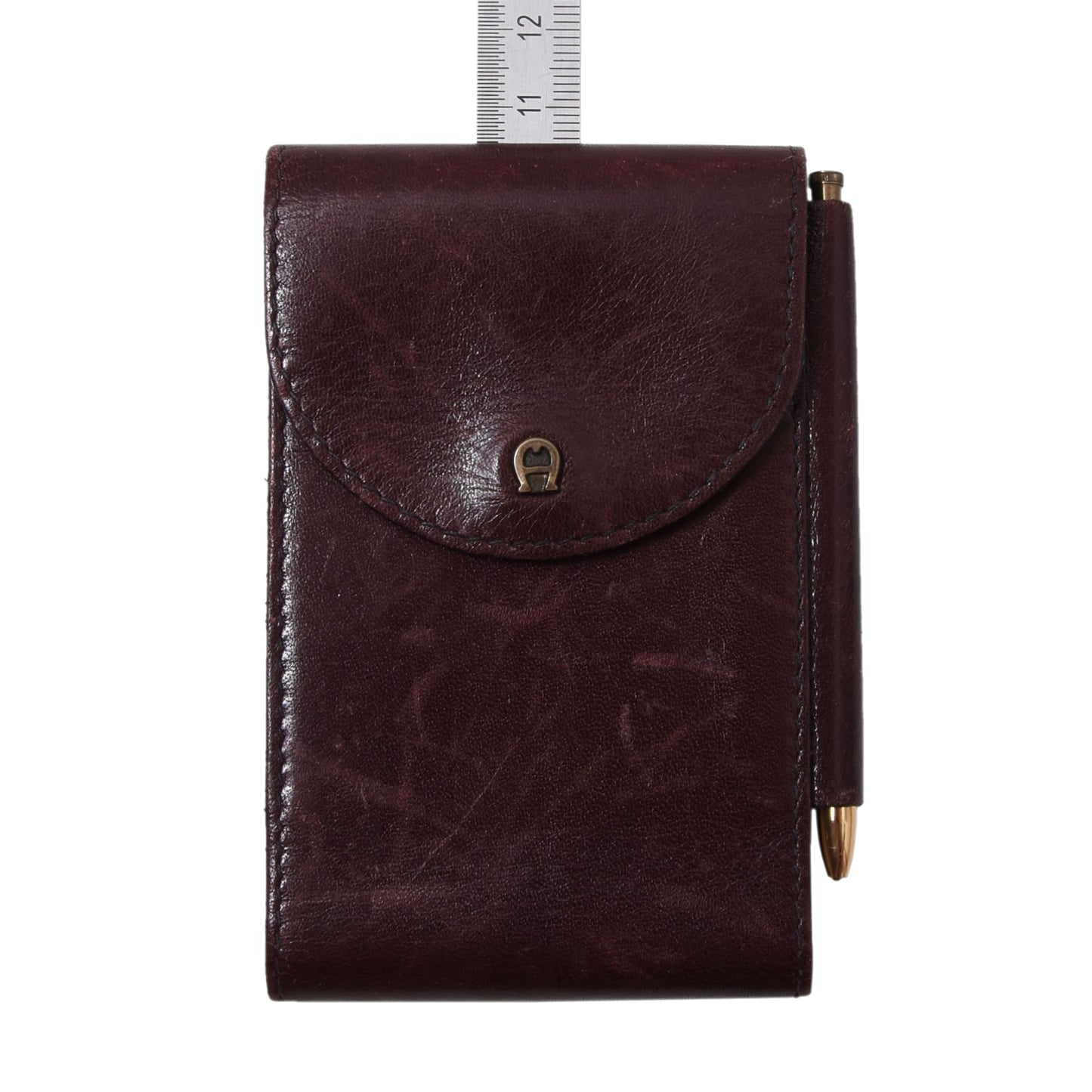Vintage Leather Etienne Aigner Notepad with Pen Wallet ca. 6.5cm - Burgundy