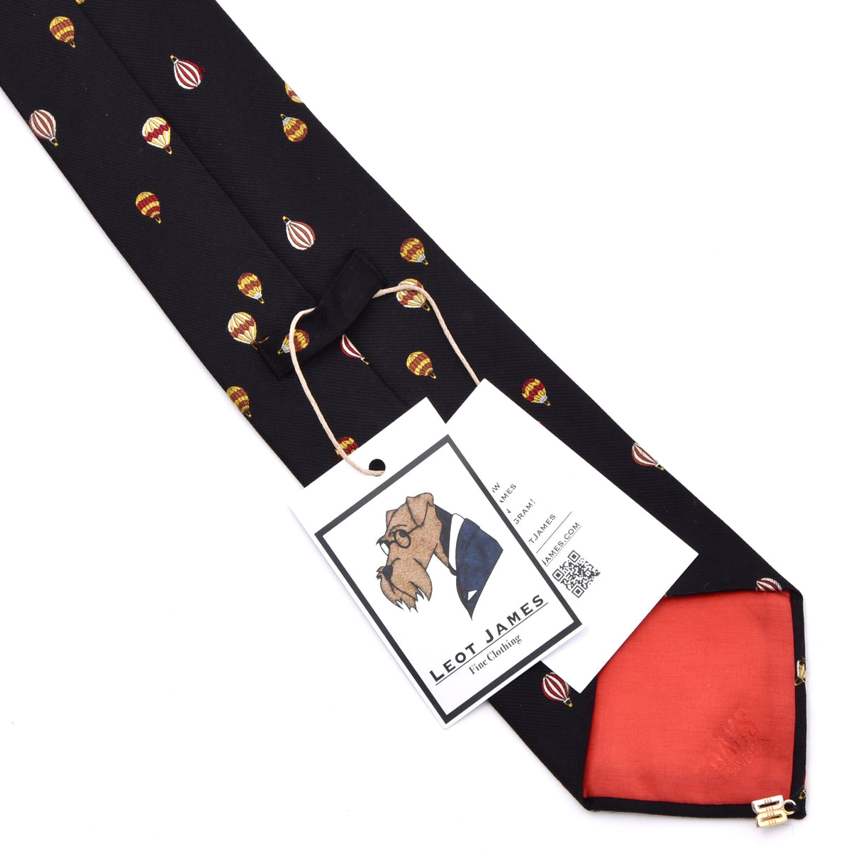 Vintage DAKS London Silk Tie Made in Switzerland - Black Hot Air Balloons