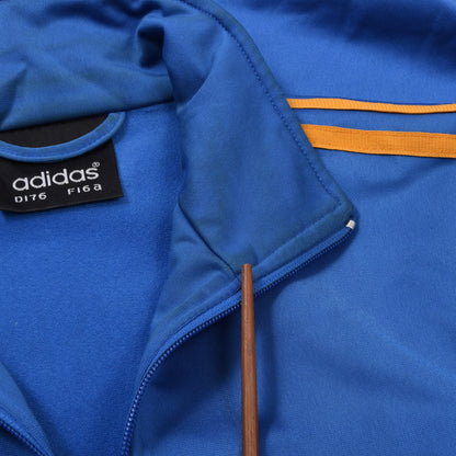 Vintage Adidas Trainingsjacke Größe D174 ca. 55,5cm - Blau/Gelb