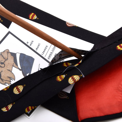 Vintage DAKS London Silk Tie Made in Switzerland - Black Hot Air Balloons