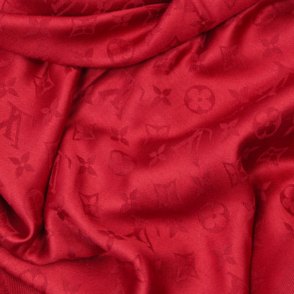 Louis Vuitton Monogram Classic Shawl Silk/Wool Scarf- Red