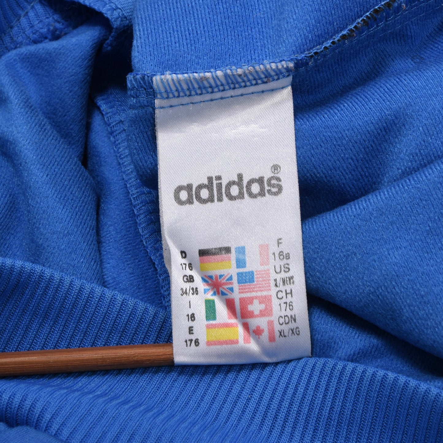 Vintage Adidas Trainingsjacke Größe D174 ca. 55,5cm - Blau/Gelb