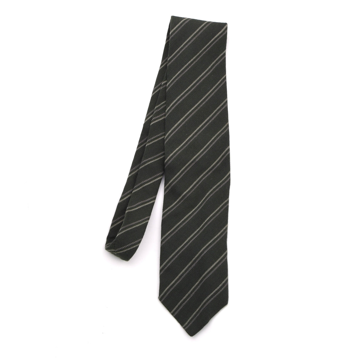 Maestro Wool-Silk Tie 143.5cm - Green Stripes