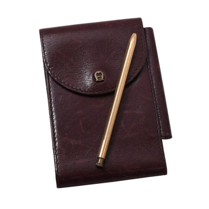 Vintage Leather Etienne Aigner Notepad with Pen Wallet ca. 6.5cm - Burgundy