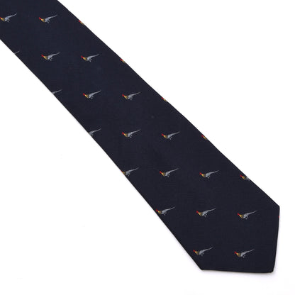 Vintage DAKS London Silk Tie Made in Switzerland - Navy Pheasants