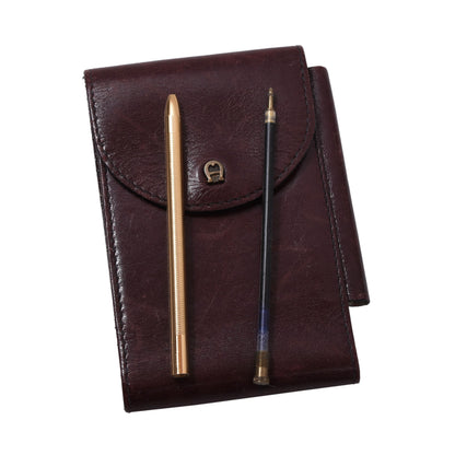 Vintage Leather Etienne Aigner Notepad with Pen Wallet ca. 6.5cm - Burgundy