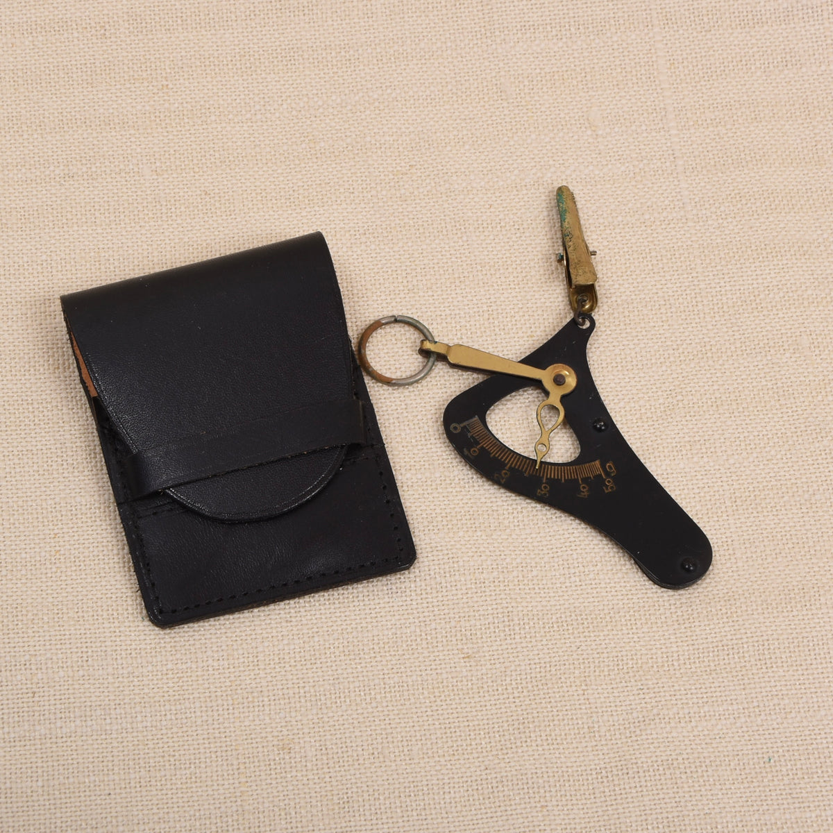 Taschen-Briefwaage ca. 1910-1930 50g + Lederetui - Schwarz